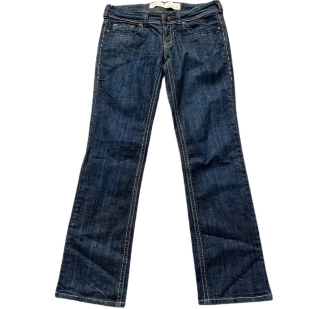 Nissi Juniors Dark Blue Straight-Leg Jeans Pocket Embroidery Hip Stitch -Size 11